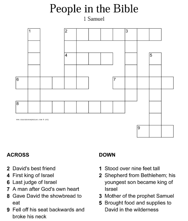 Free Printable Bible Crossword Puzzles
