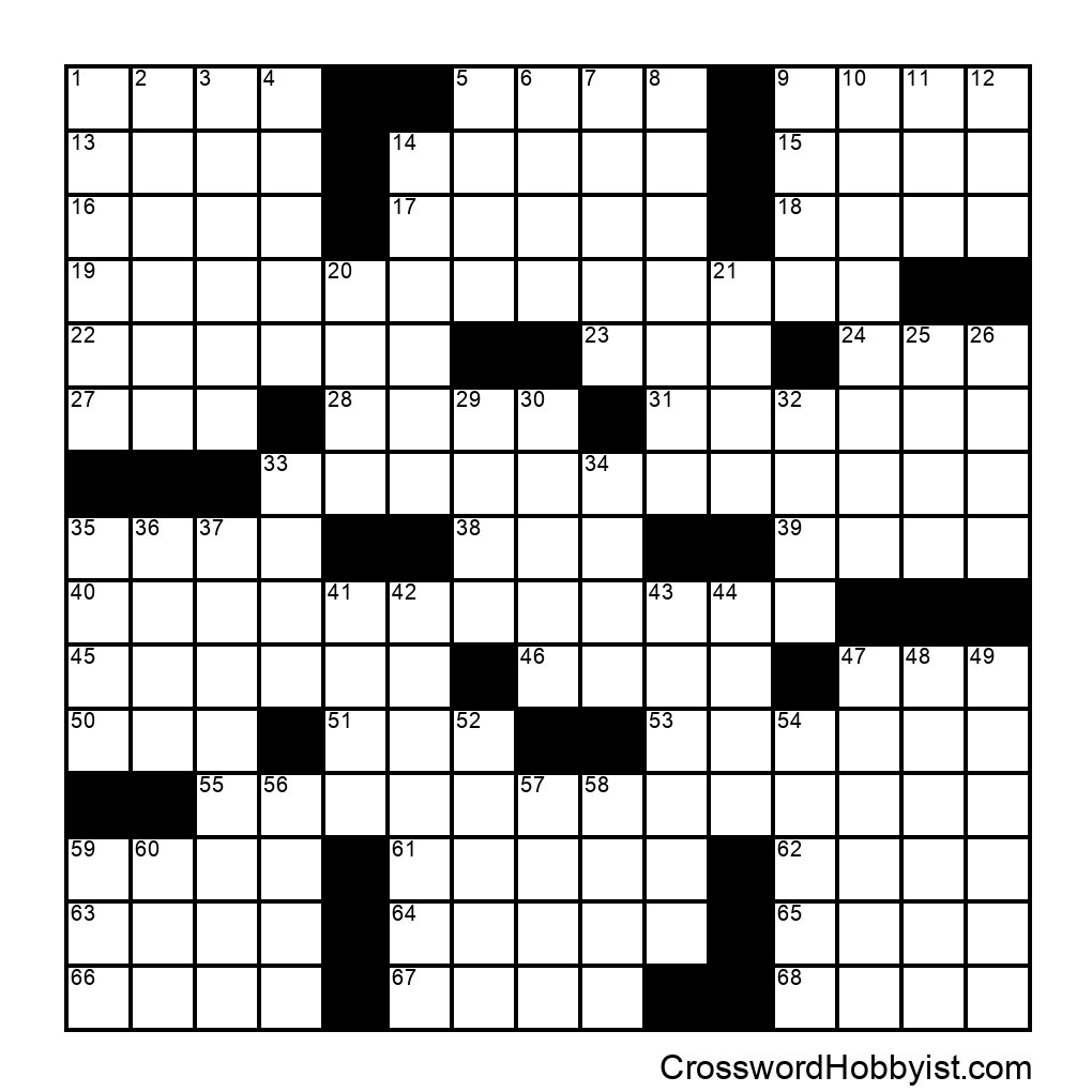 Printable Crossword Grid 15x15