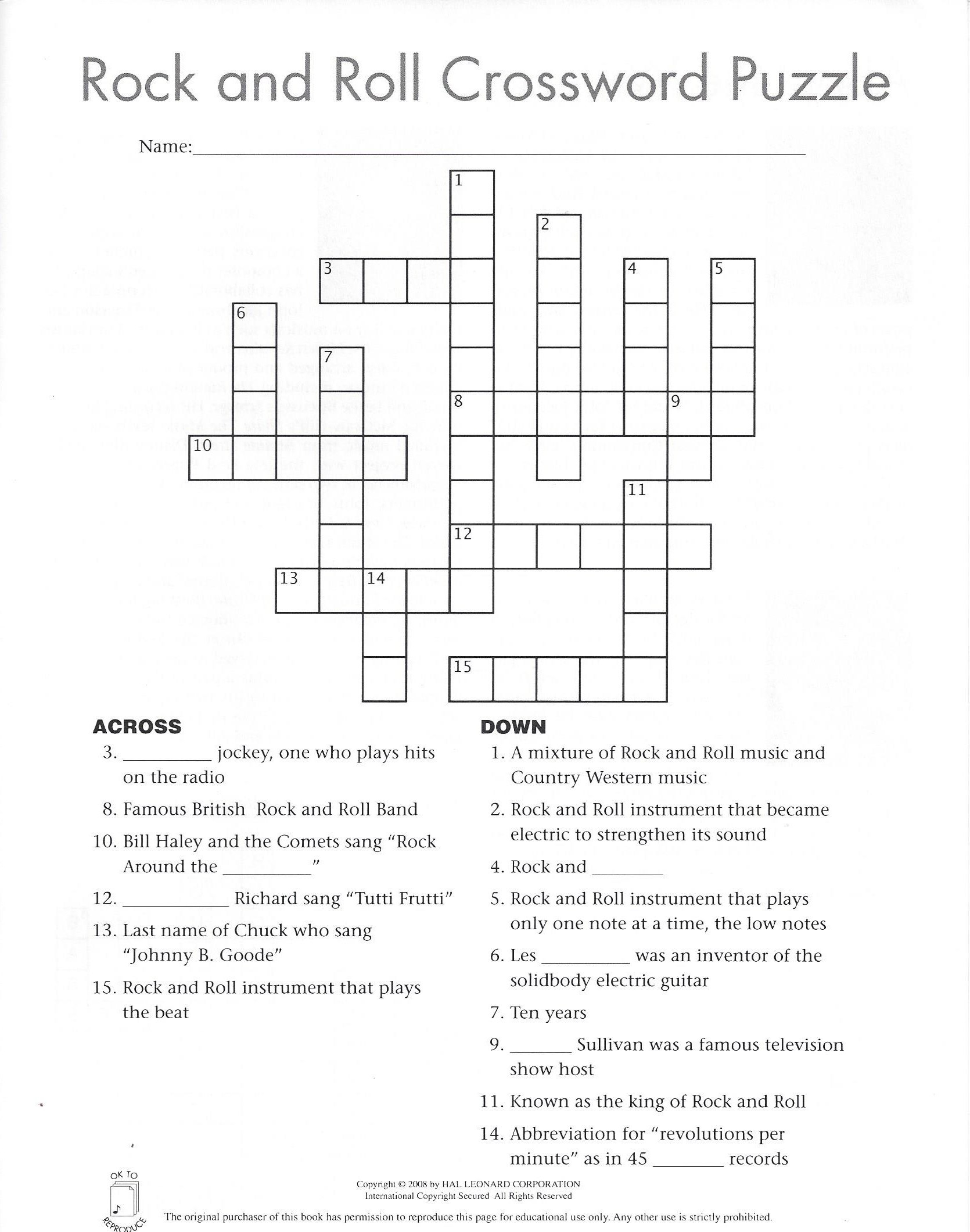 Free Printable Crossword Puzzles For 4th Graders