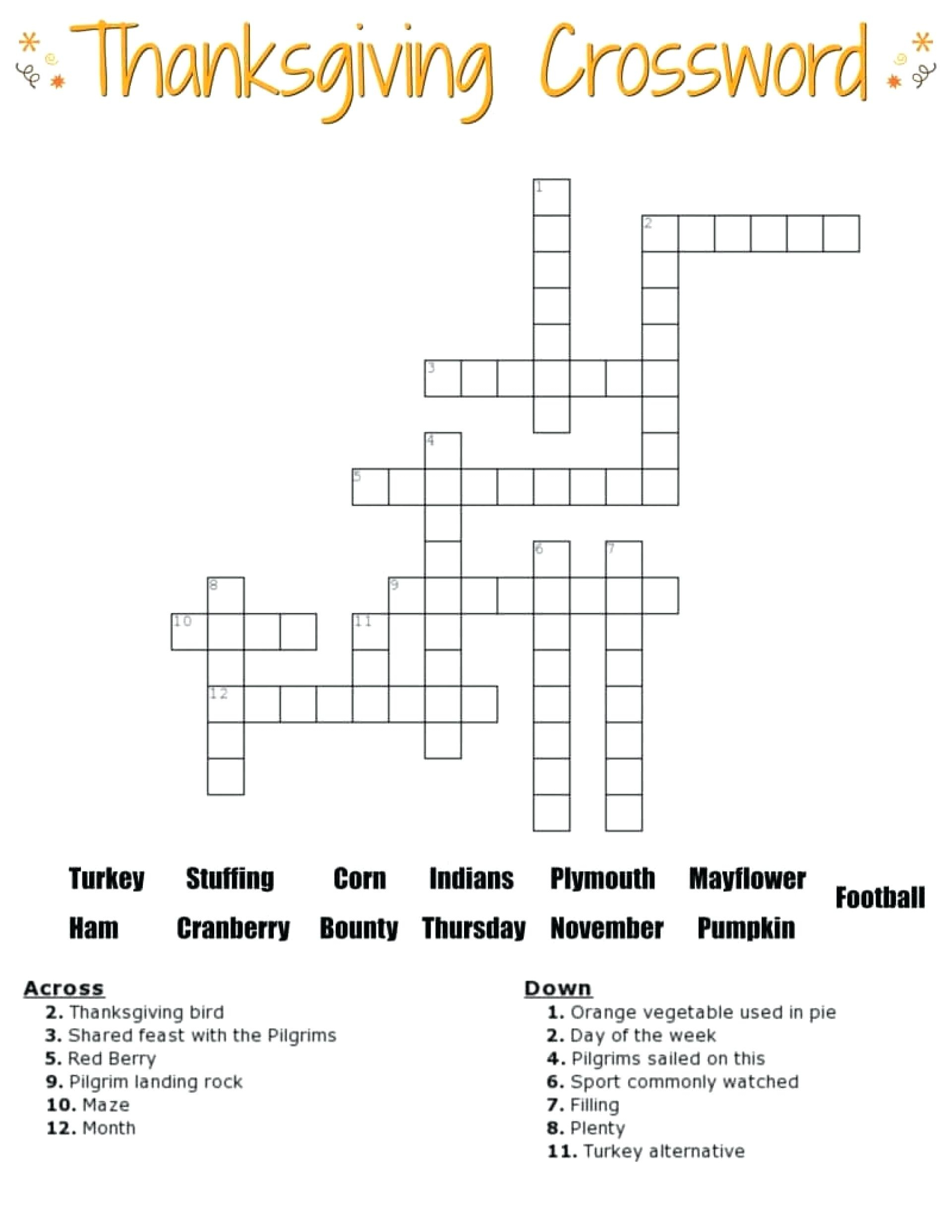 Free Printable Crossword Puzzles For 4th Graders