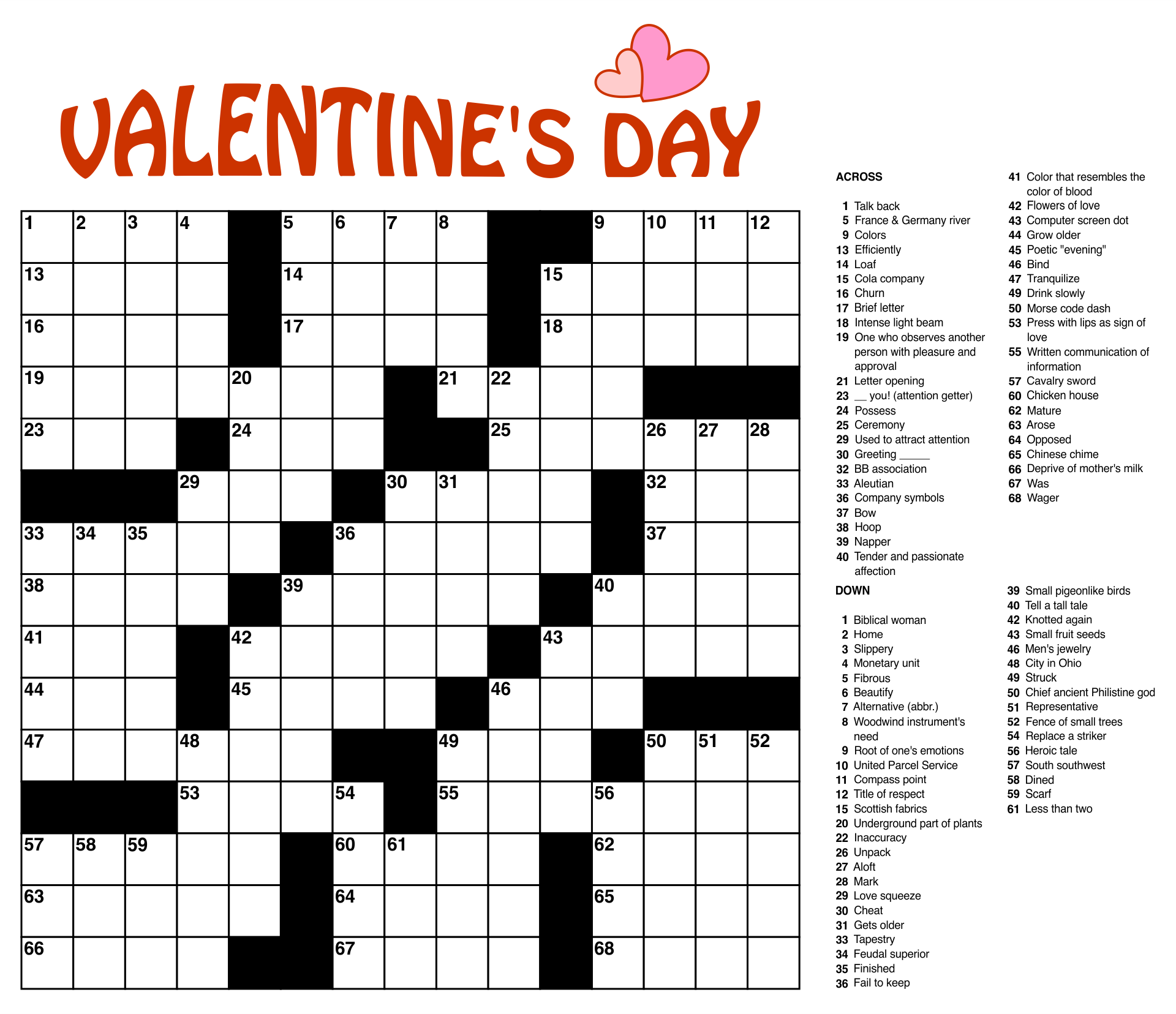 Printable Crossword Large