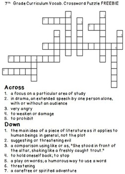 Free Printable Crossword Puzzles For 6th Graders