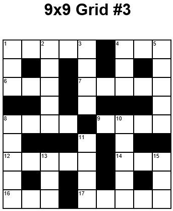 Printable 9x9 Crossword