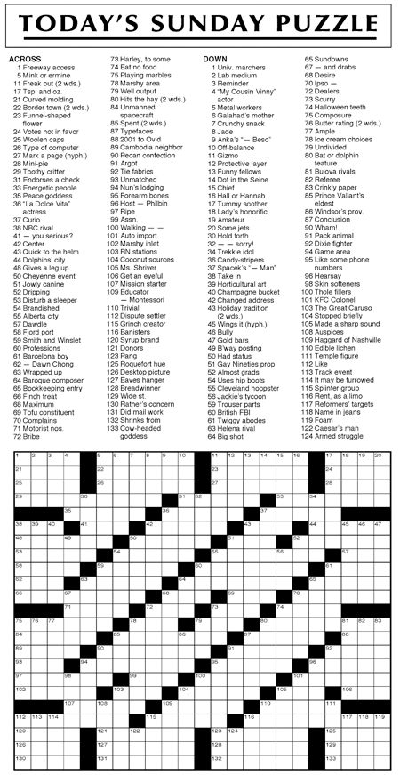 free daily printable crossword puzzles july 2019