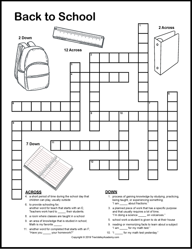 Free Printable Crossword Puzzles For Grade 4