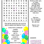 Birthday Zigzag Word Search Puzzle Free Printable Puzzle