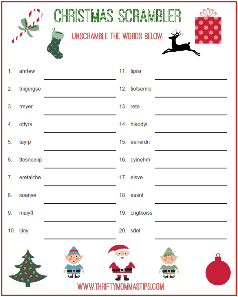 Christmas Scrambler Free Kids Puzzle Printables Thrifty