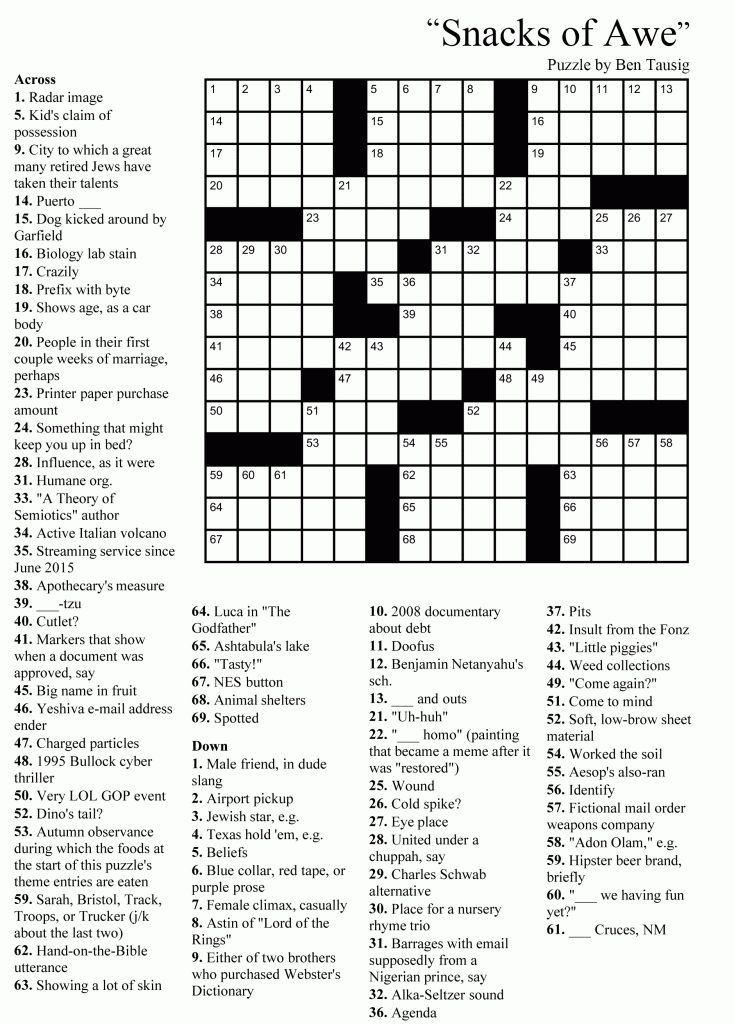 Printable Crossword For Adults