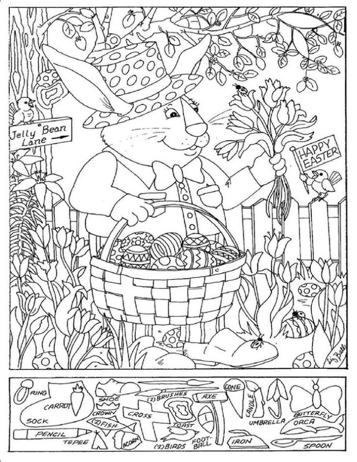 Easter Coloring Pages Hidden Pictures Adult Coloring Pages | Printable ...