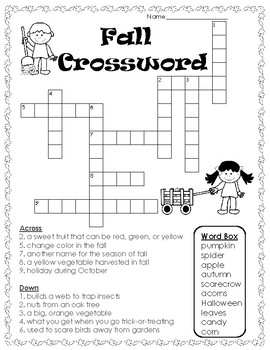 Free Printable Fall Crossword Puzzles