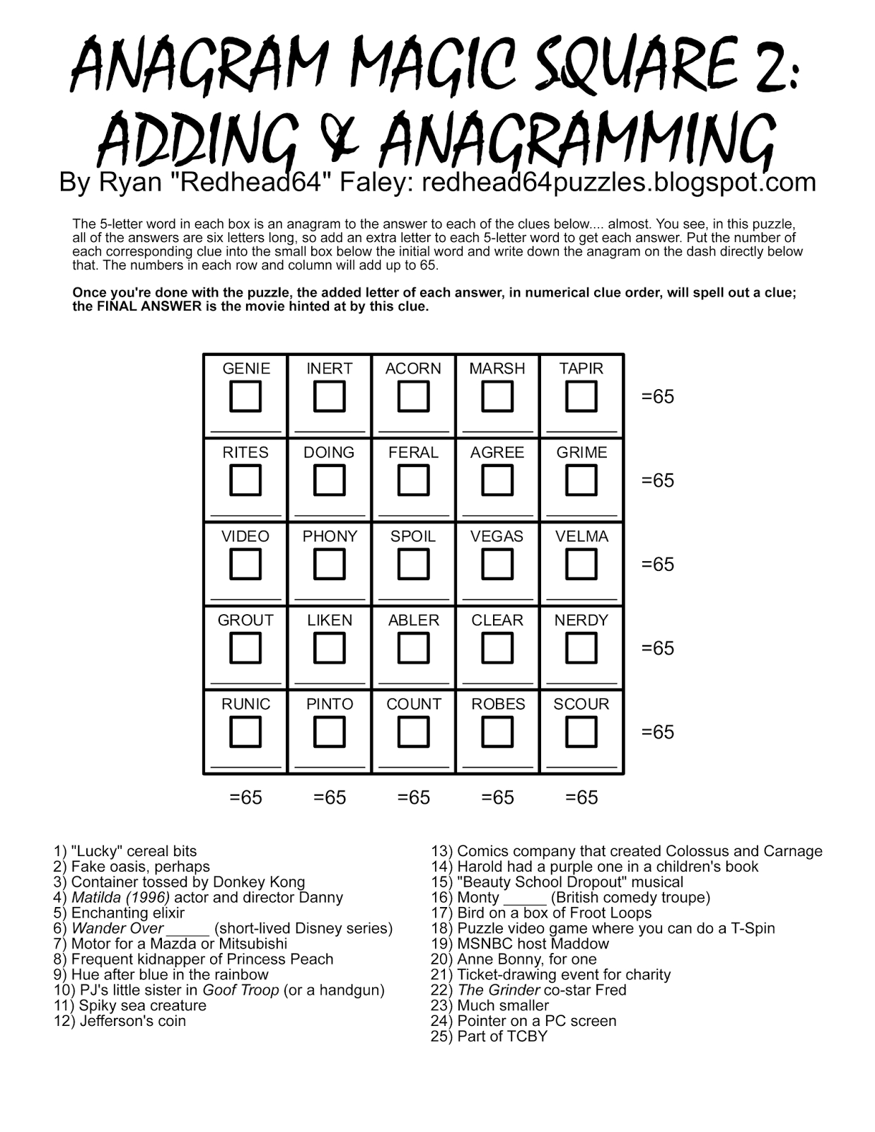 Array Printable Crossword Puzzles Bingo Cards Forms