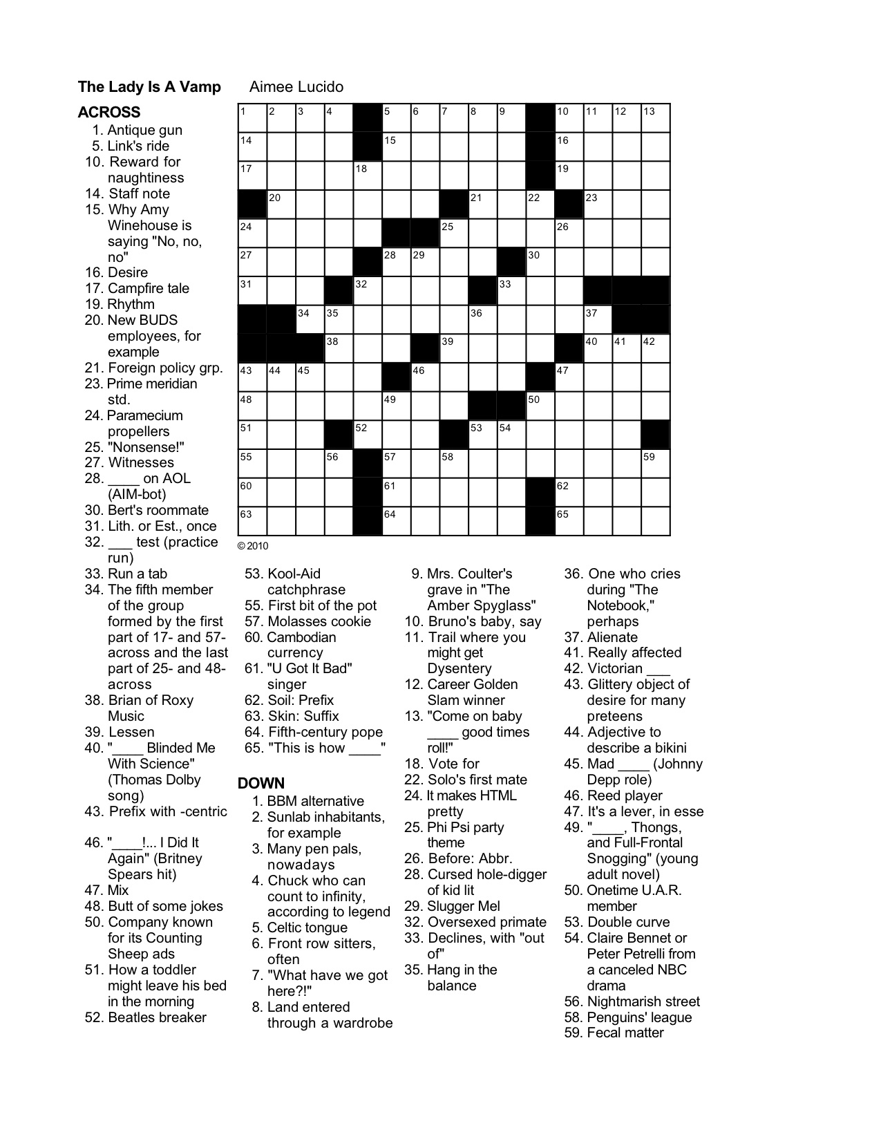 Printable Daily Crossword Puzzle