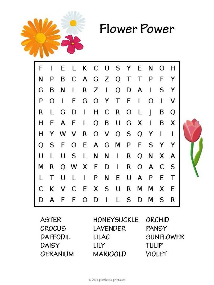 Free Printable Flower Word Search Flower Words