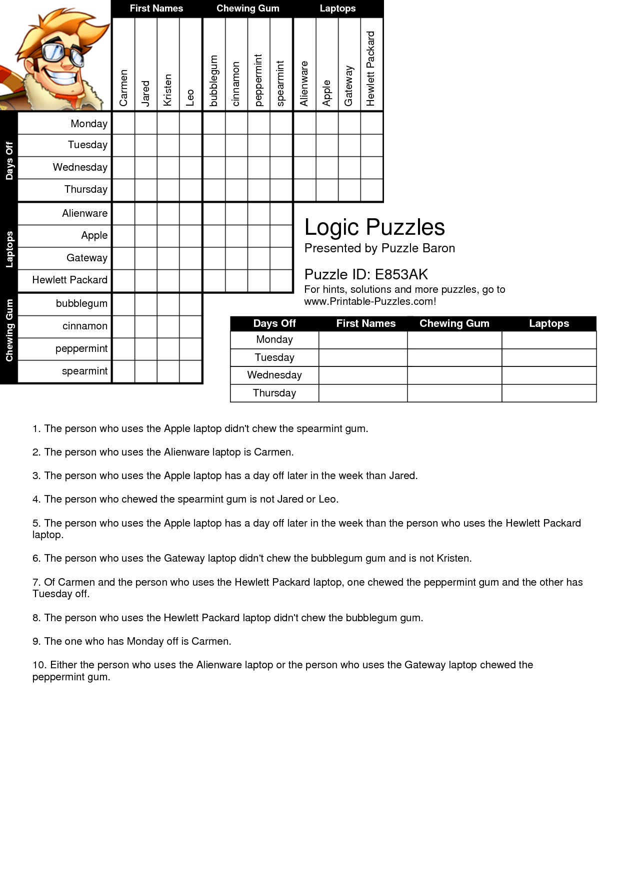 Free Printable Logic Puzzles For Middle School