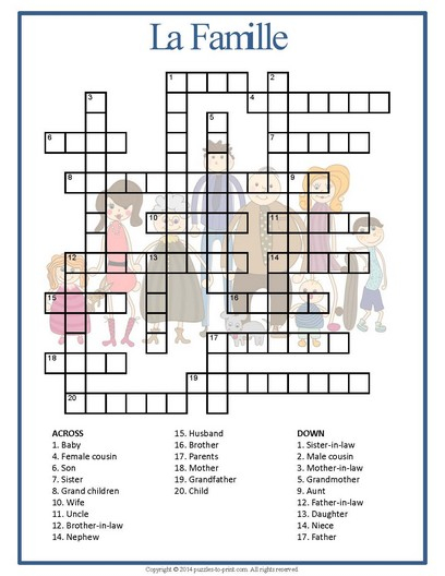 Printable Crossword Puzzles In French