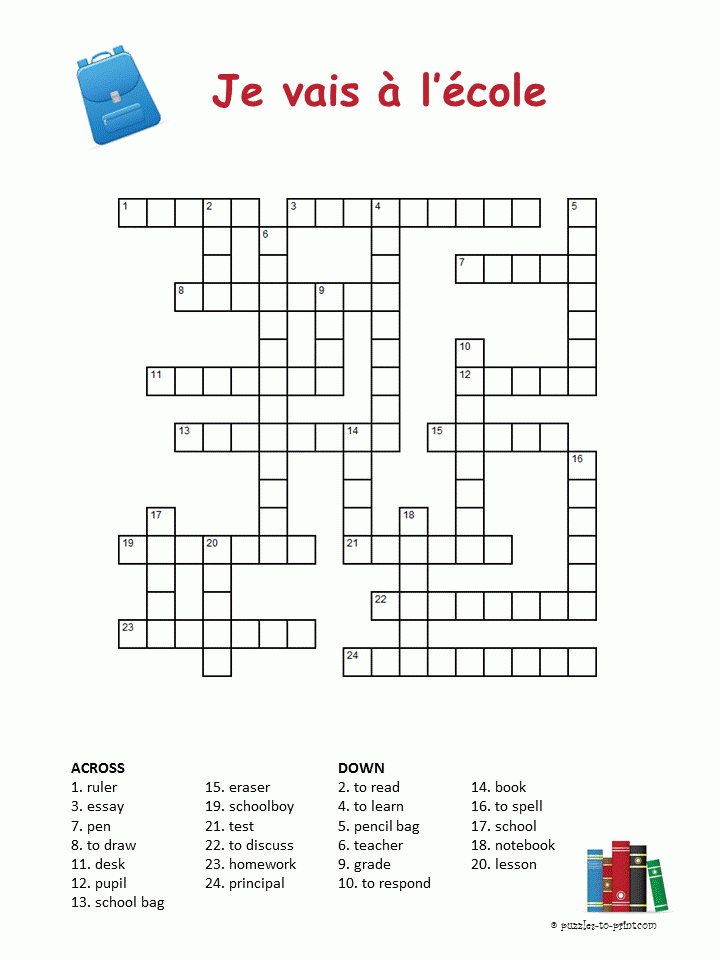 Printable Crossword Puzzles In French