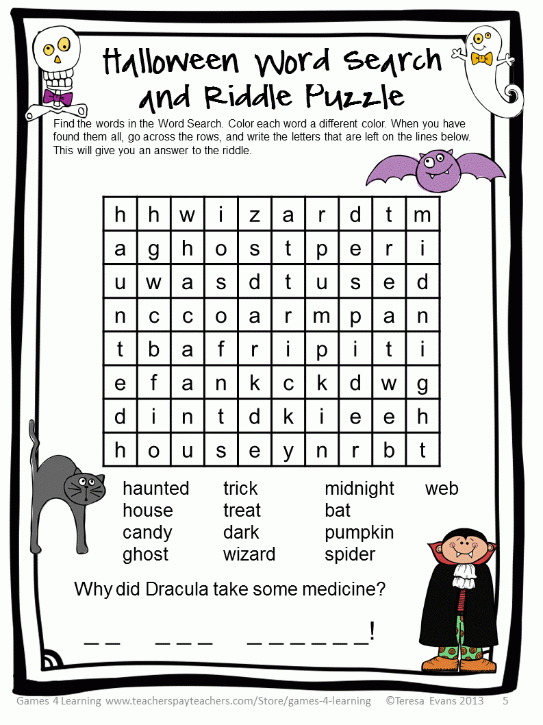 Free Printable Halloween Games And Puzzles