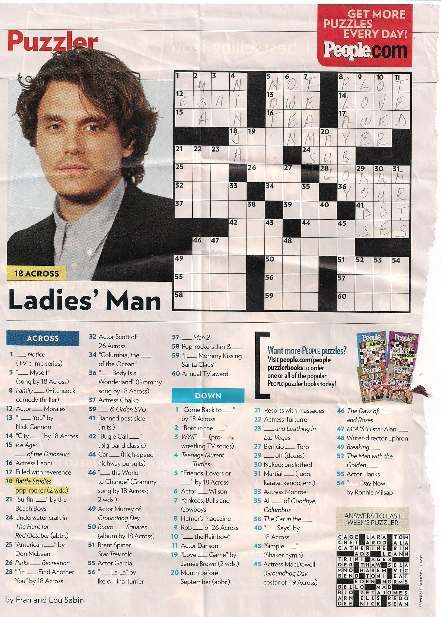 Free Printable People Magazine Crossword Puzzles
