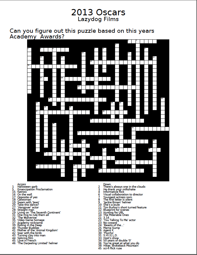 Printable Movie Crossword Puzzles Printable Crossword Puzzles Bingo 