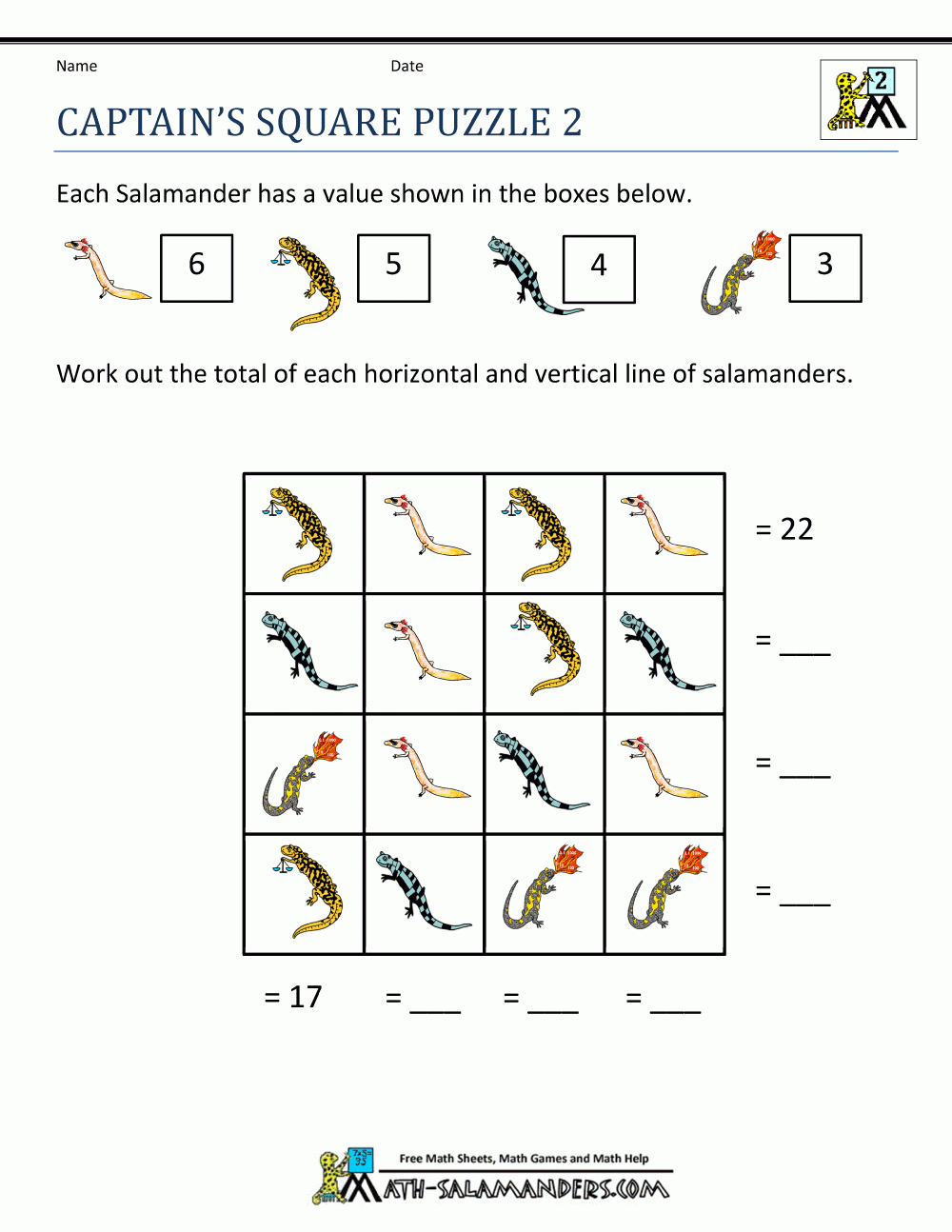 Free Printable Fun Math Puzzles
