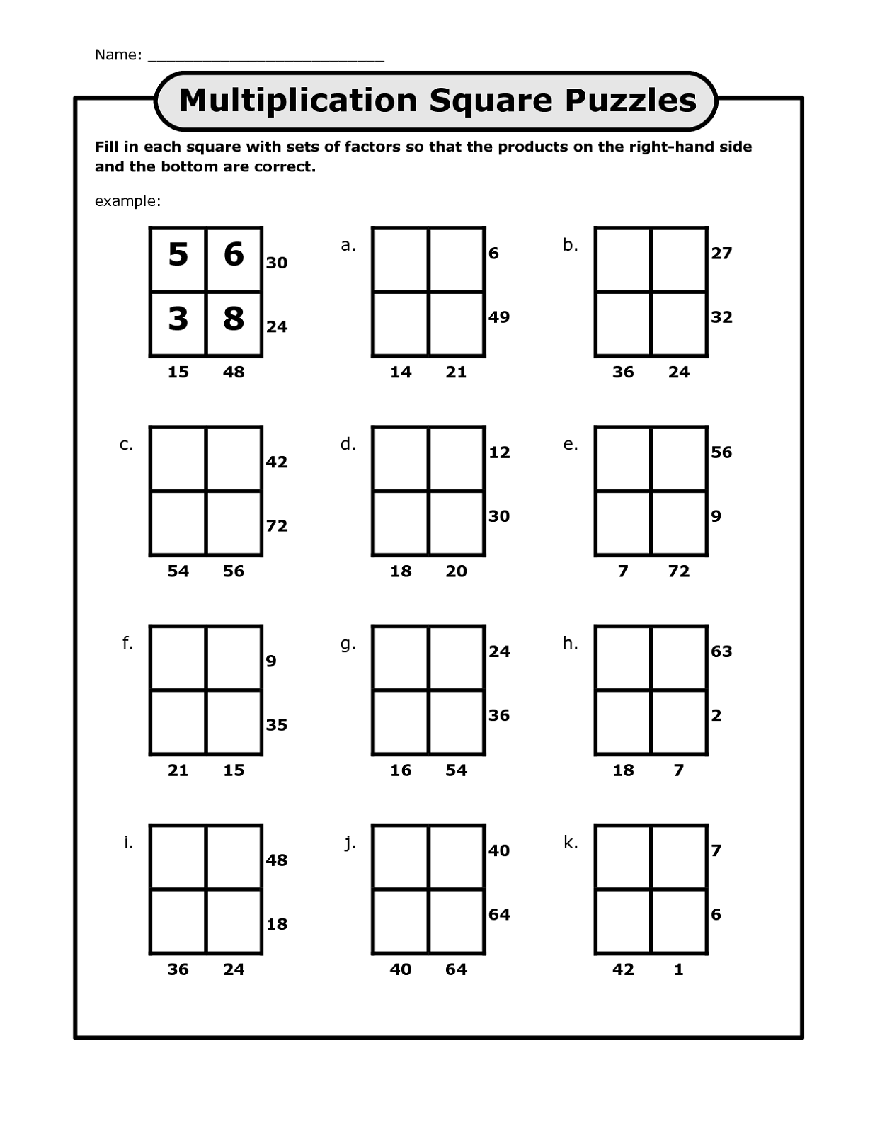 Free Math Puzzles Worksheets Printables