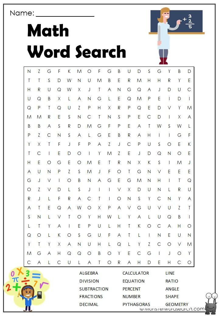 Free Math Word Search Puzzles Printable Printable Crossword Puzzles 