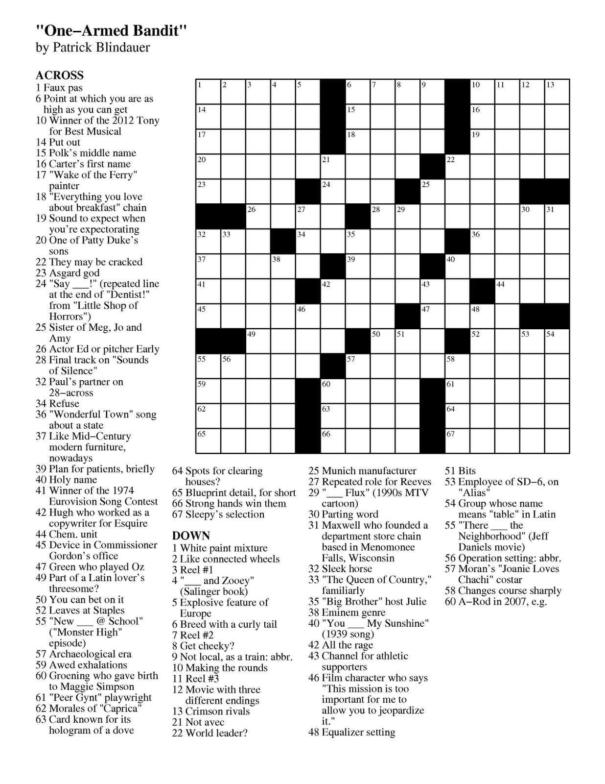 Free Printable Sunday Crossword Puzzles