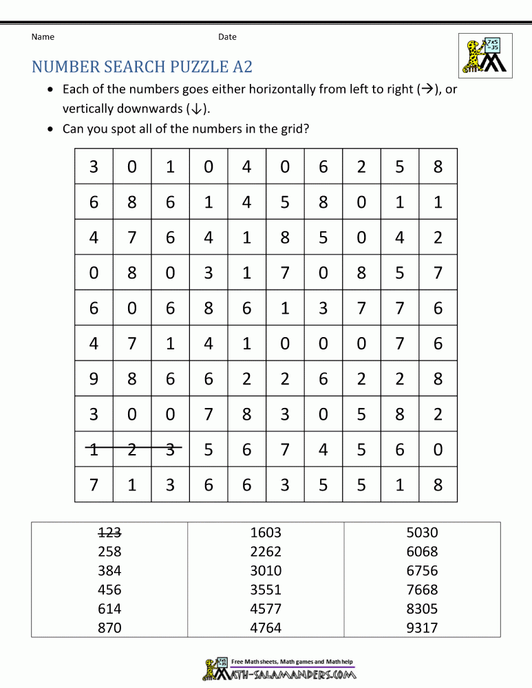 Free Printable Number Puzzles For Adults