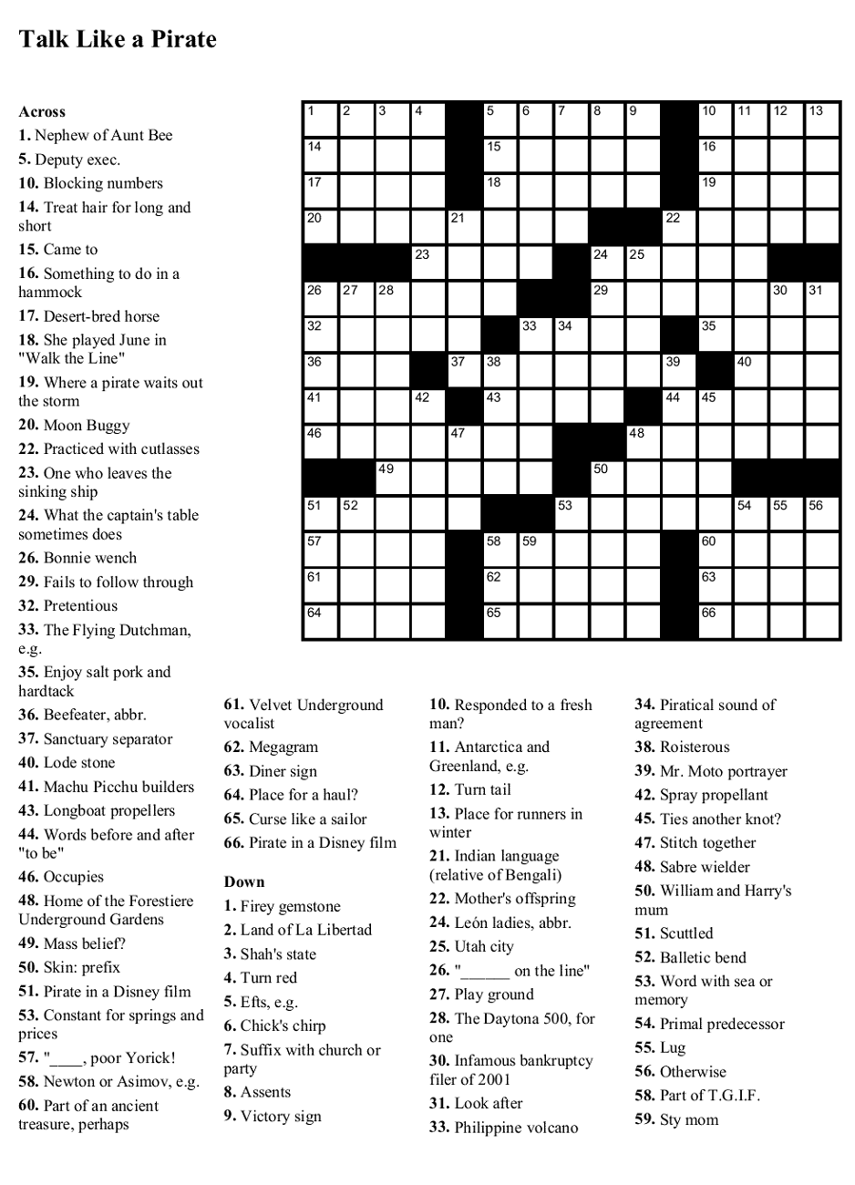 Free Printable Themed Crossword Puzzles For Adults
