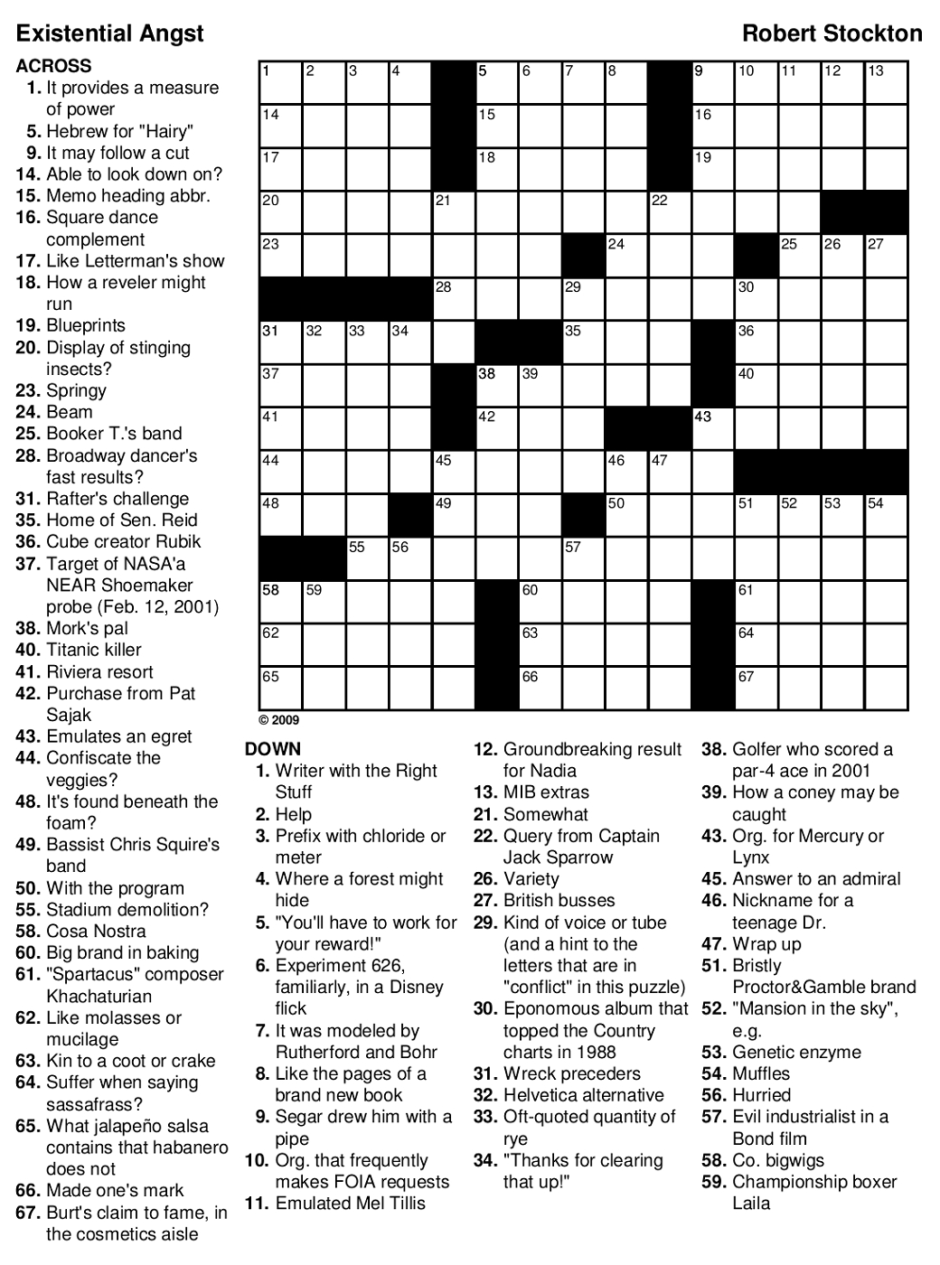 Printable Crossword With Solutions