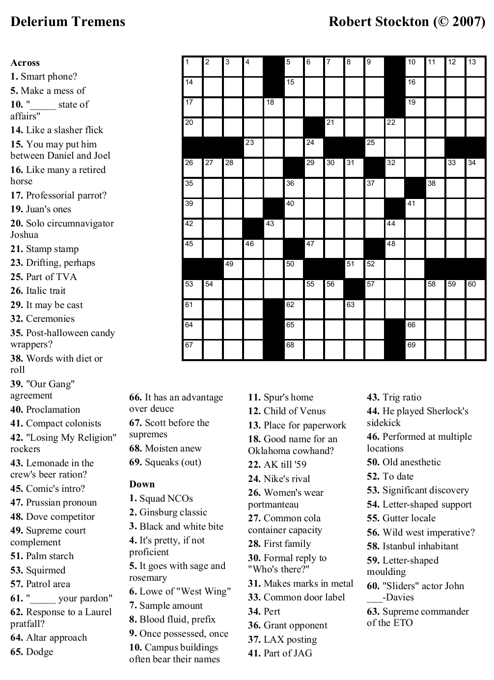 Printable North Of 49 Crossword Puzzles