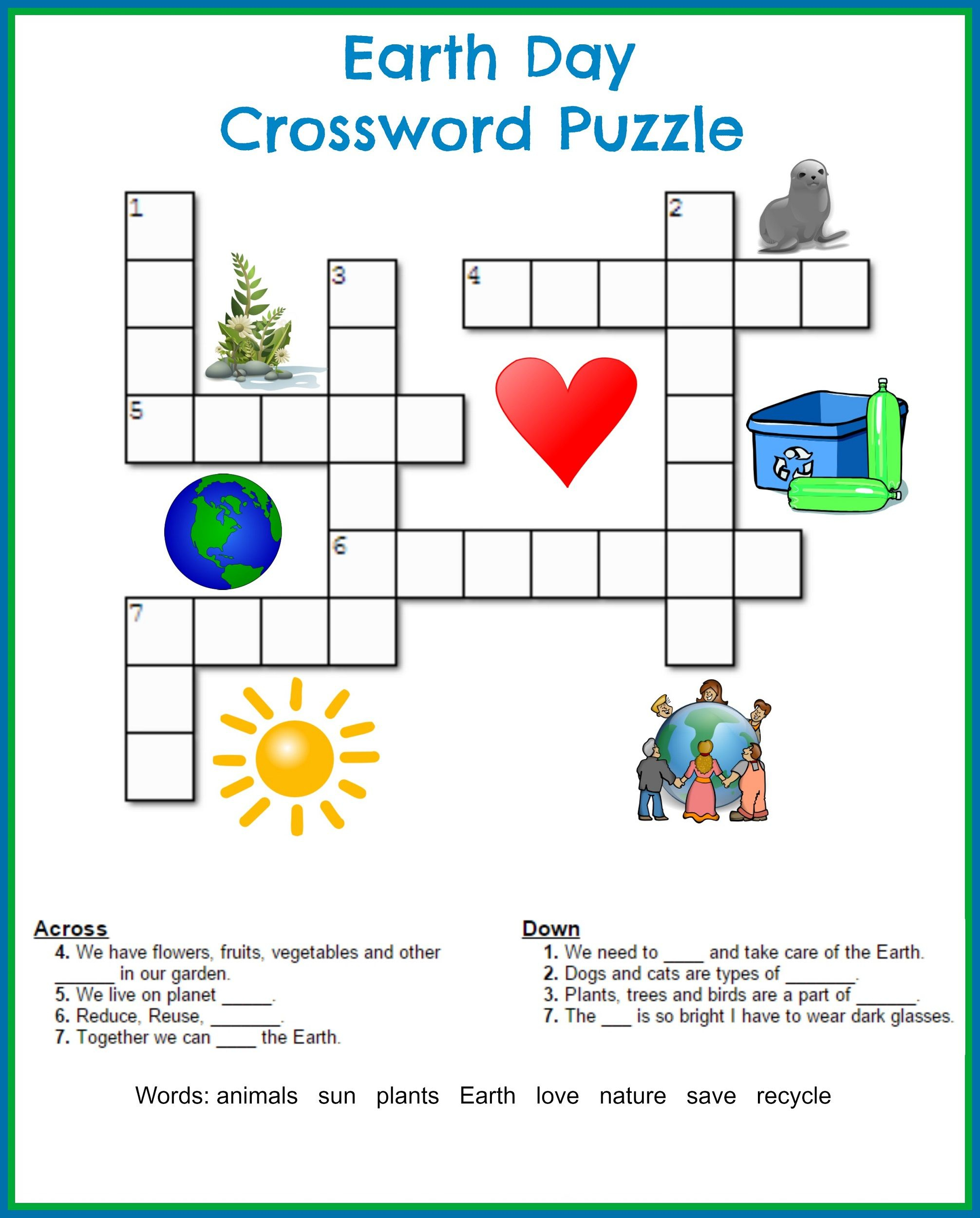 Printable Crossword Puzzles For 6 Year Olds