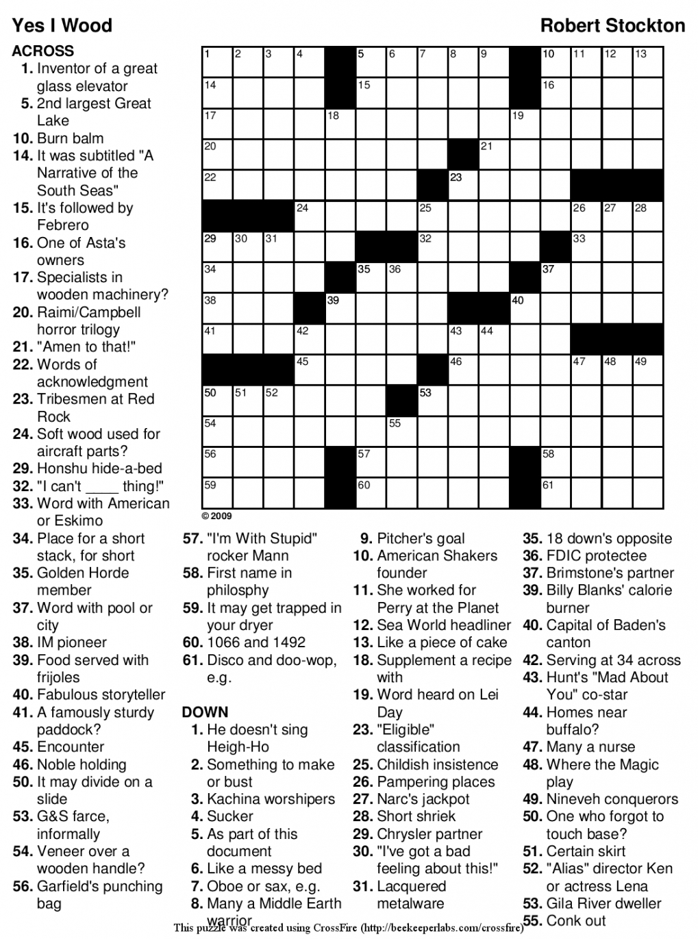 Array Printable Crossword Puzzles Online