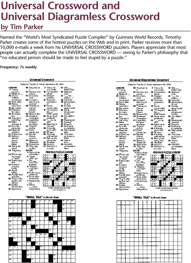 Printable Crossword Puzzles Timothy Parker Printable