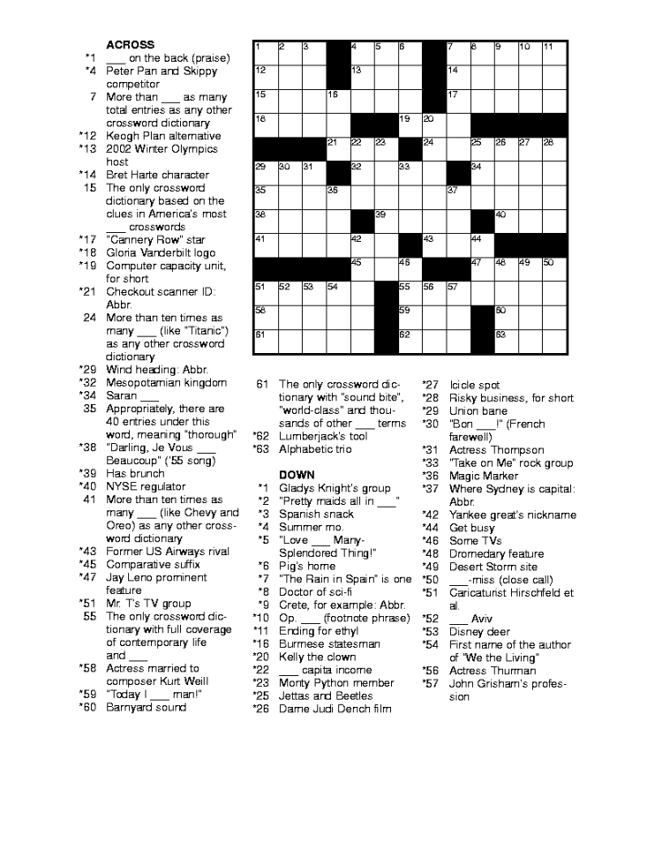 Printable Crossword Puzzles Online Part 3