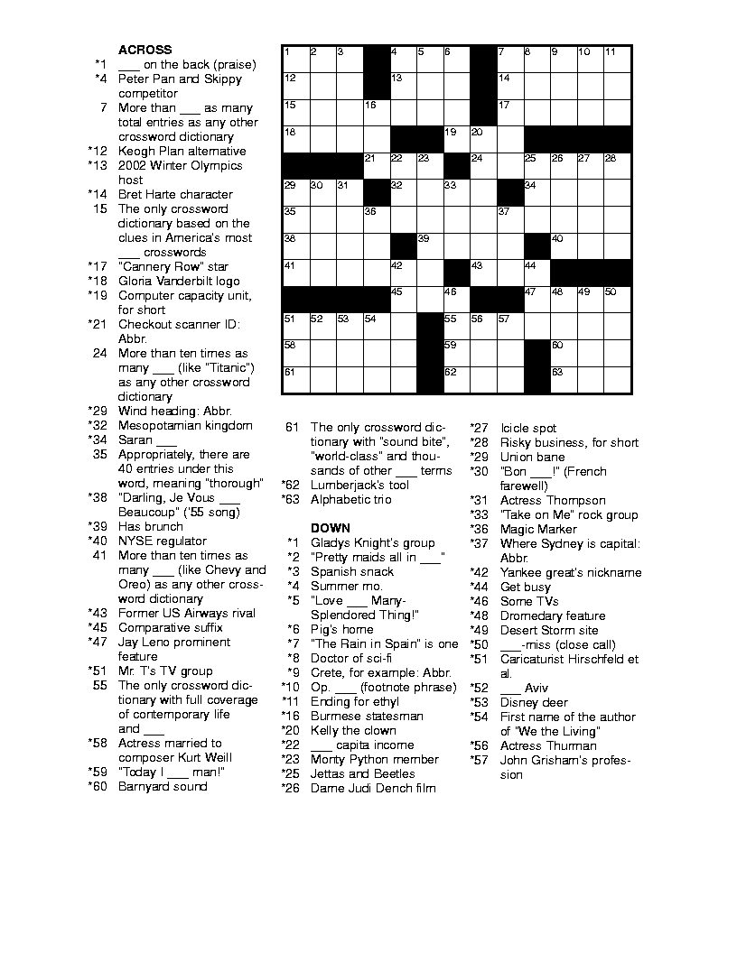 Free Printable Crossword Puzzles #4