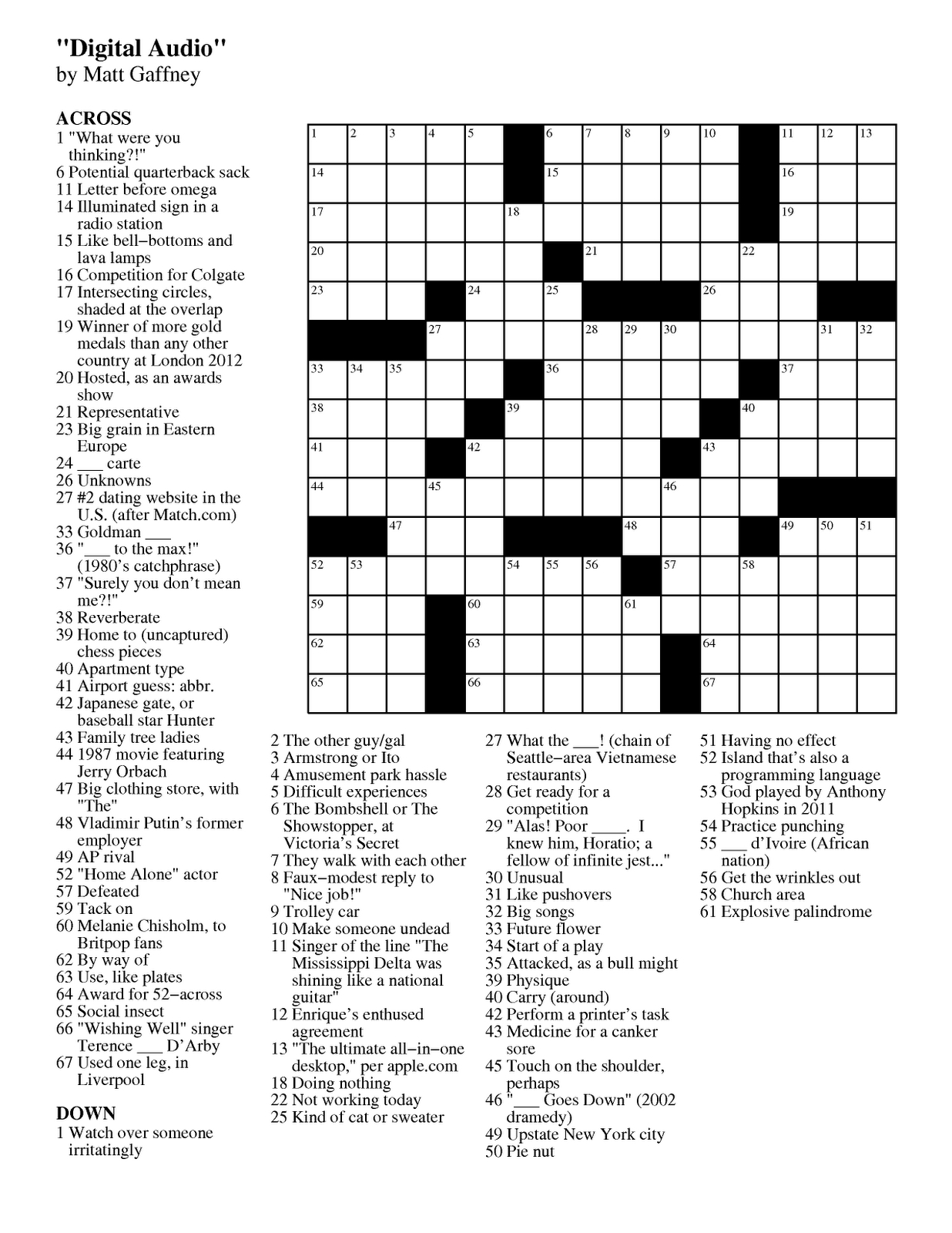 Printable Crosswords