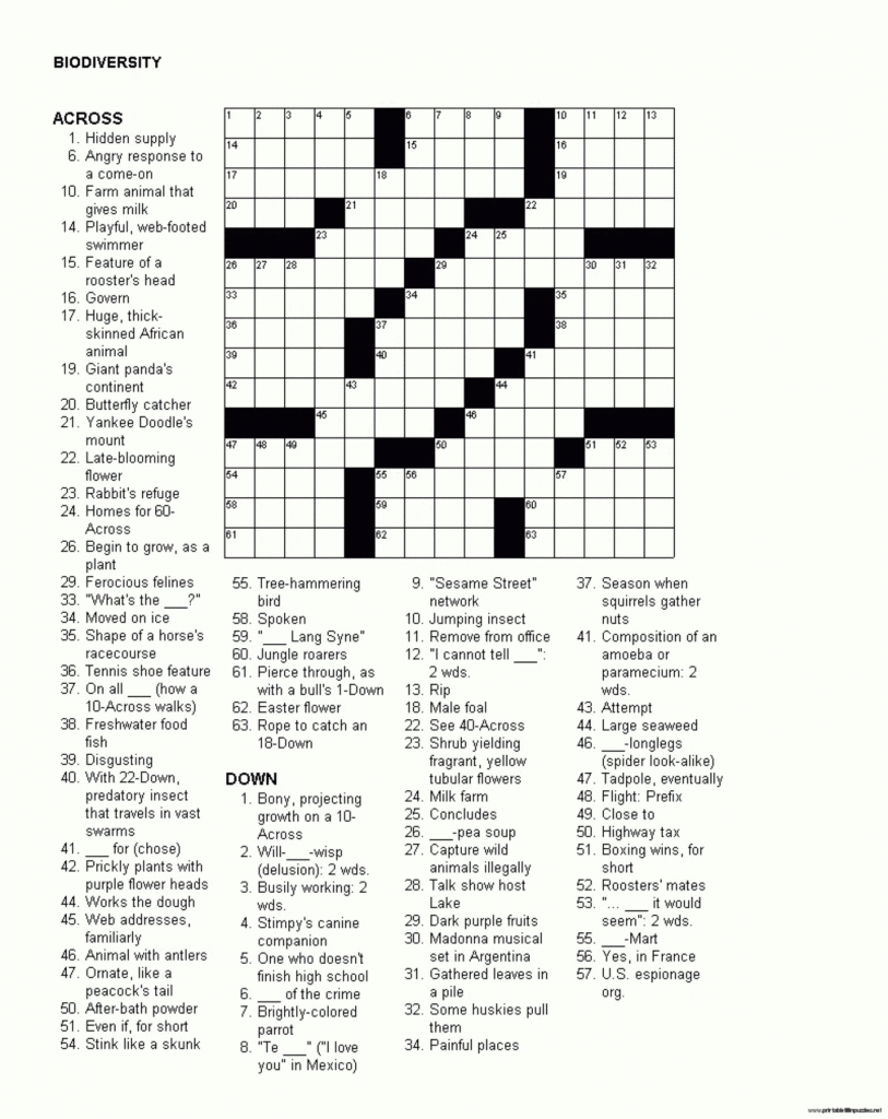 Printable Holiday Crossword Puzzles For Adults With