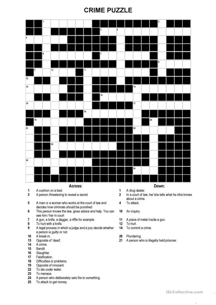 Printable Intermediate Crossword Puzzles Printable