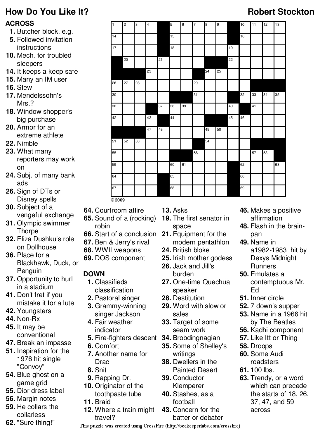 Printable Medium Crossword Puzzles