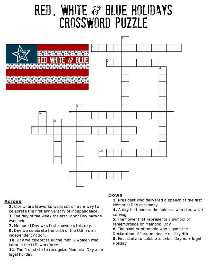 Free Printable 4th Of July Crossword Puzzles