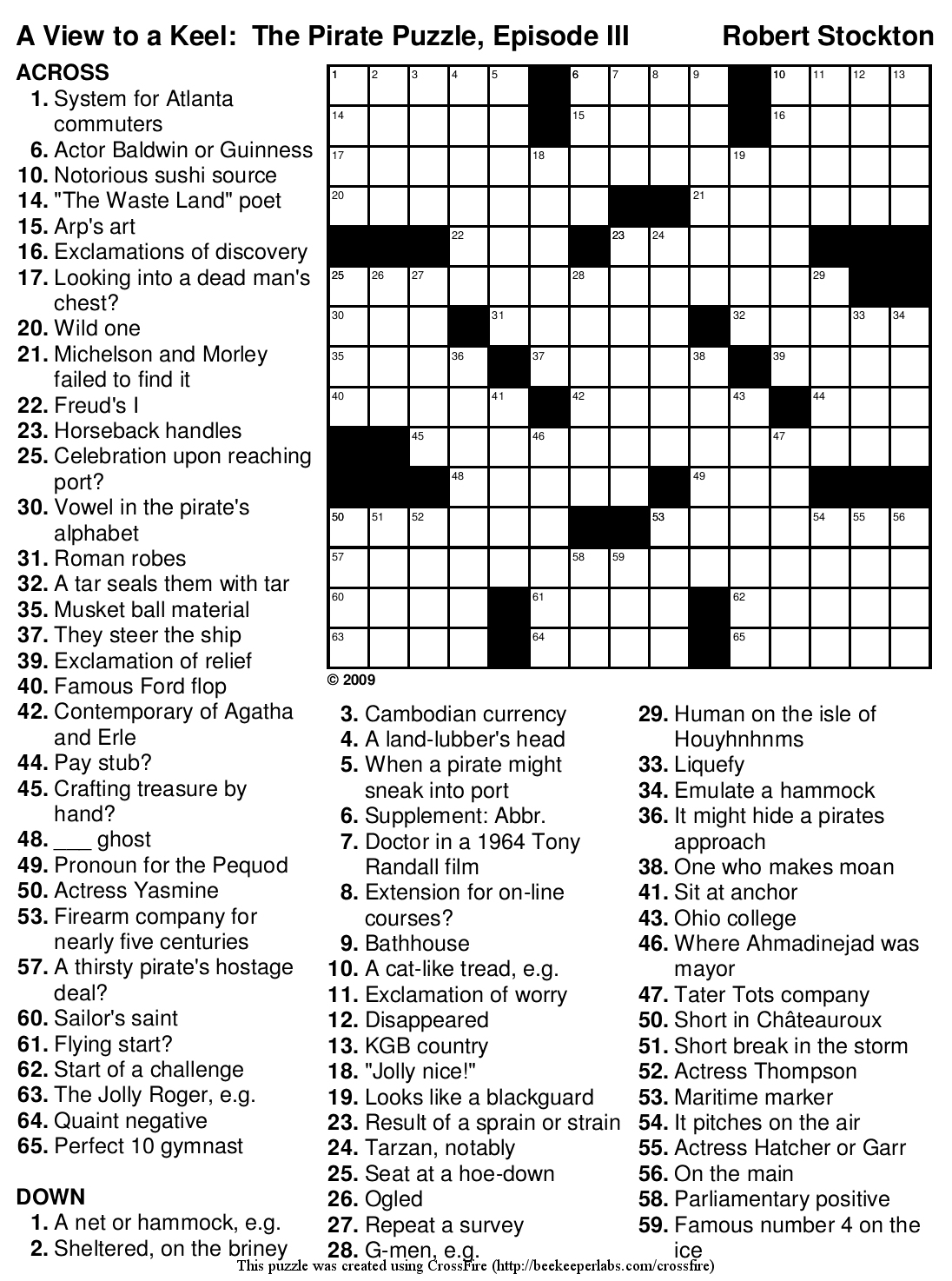 Free Newspaper Crossword Puzzles Printable