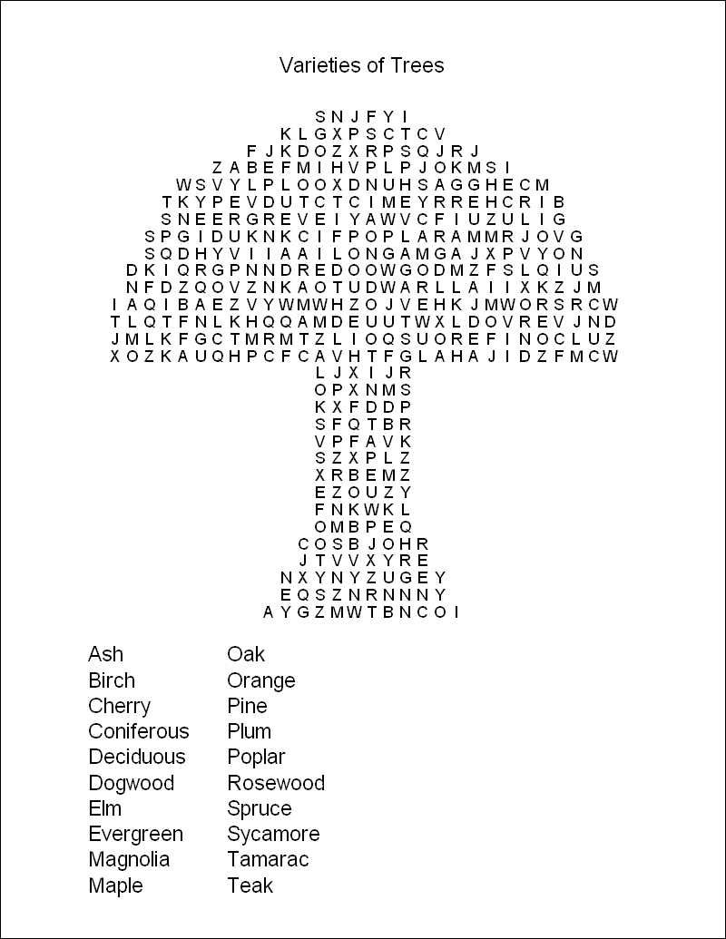 Free Printable Hard Word Search Puzzles