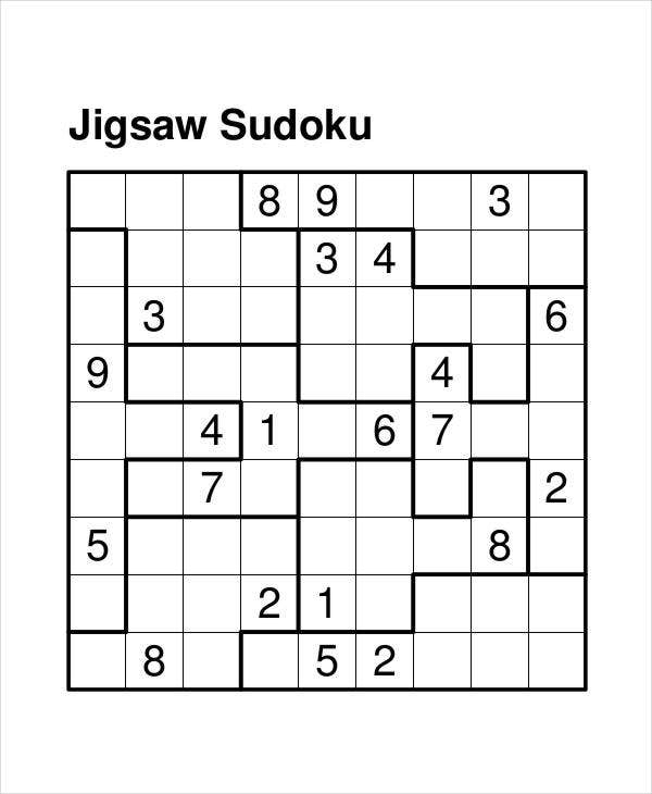 Free Printable Jigsaw Sudoku Puzzles