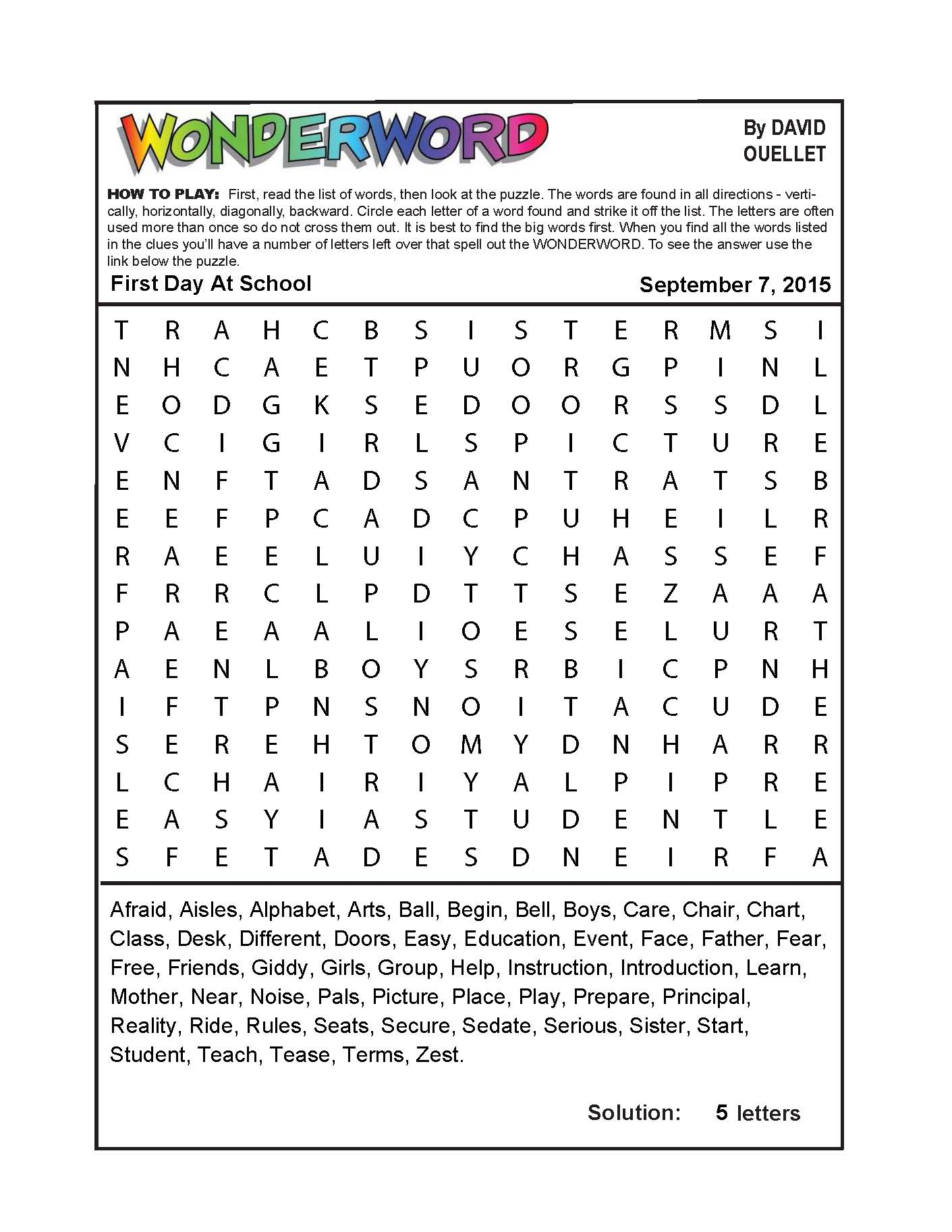 Free Printable Wonderword Puzzles Online