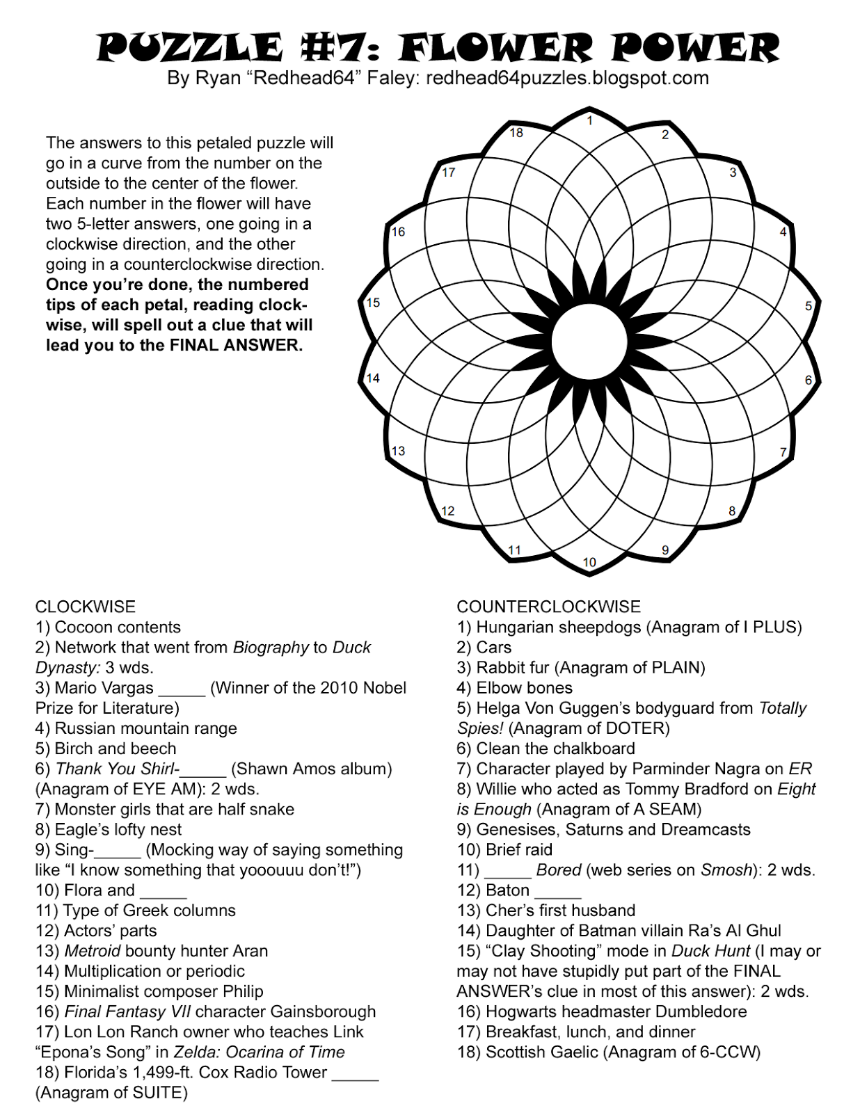 Free Printable Flower Power Puzzles