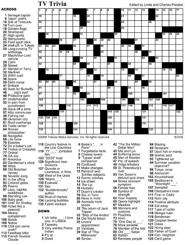 Printable Movie Crossword Puzzles
