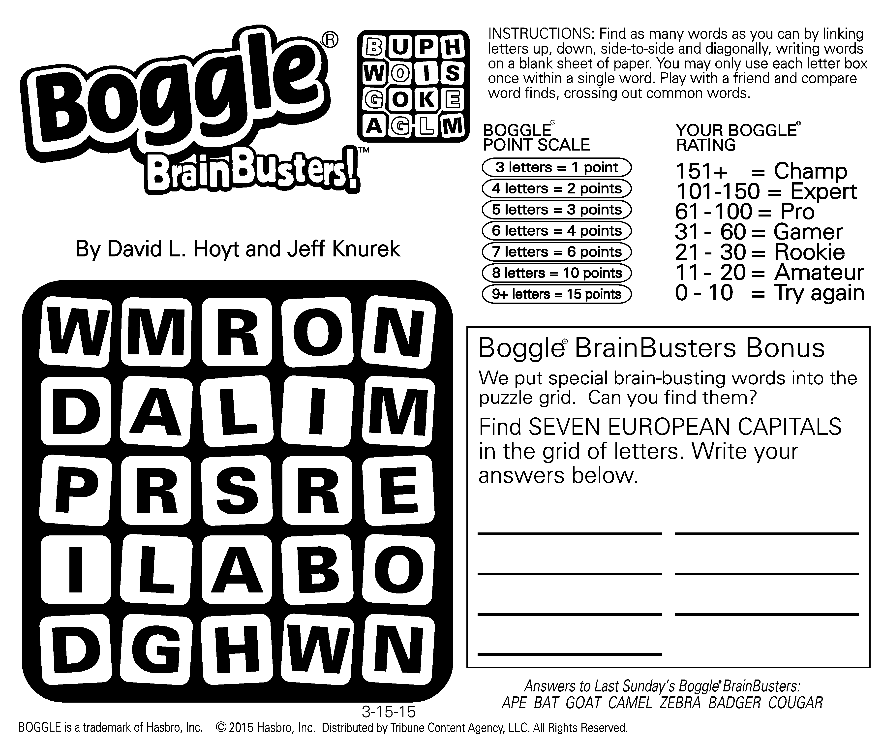Free Printable Boggle Puzzles