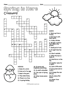 Spring Crossword Puzzle Free Printable