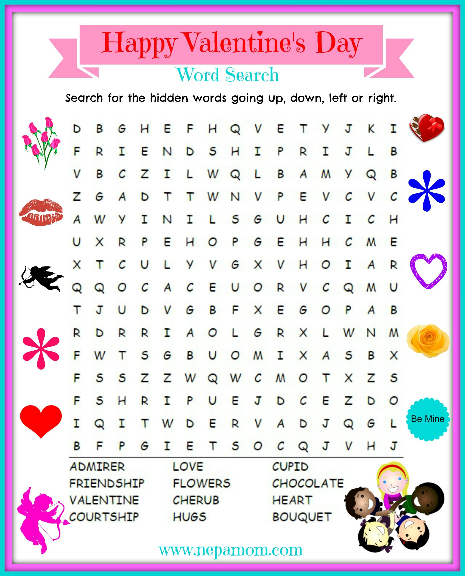 Free Printable Word Search Puzzles Valentine's Day